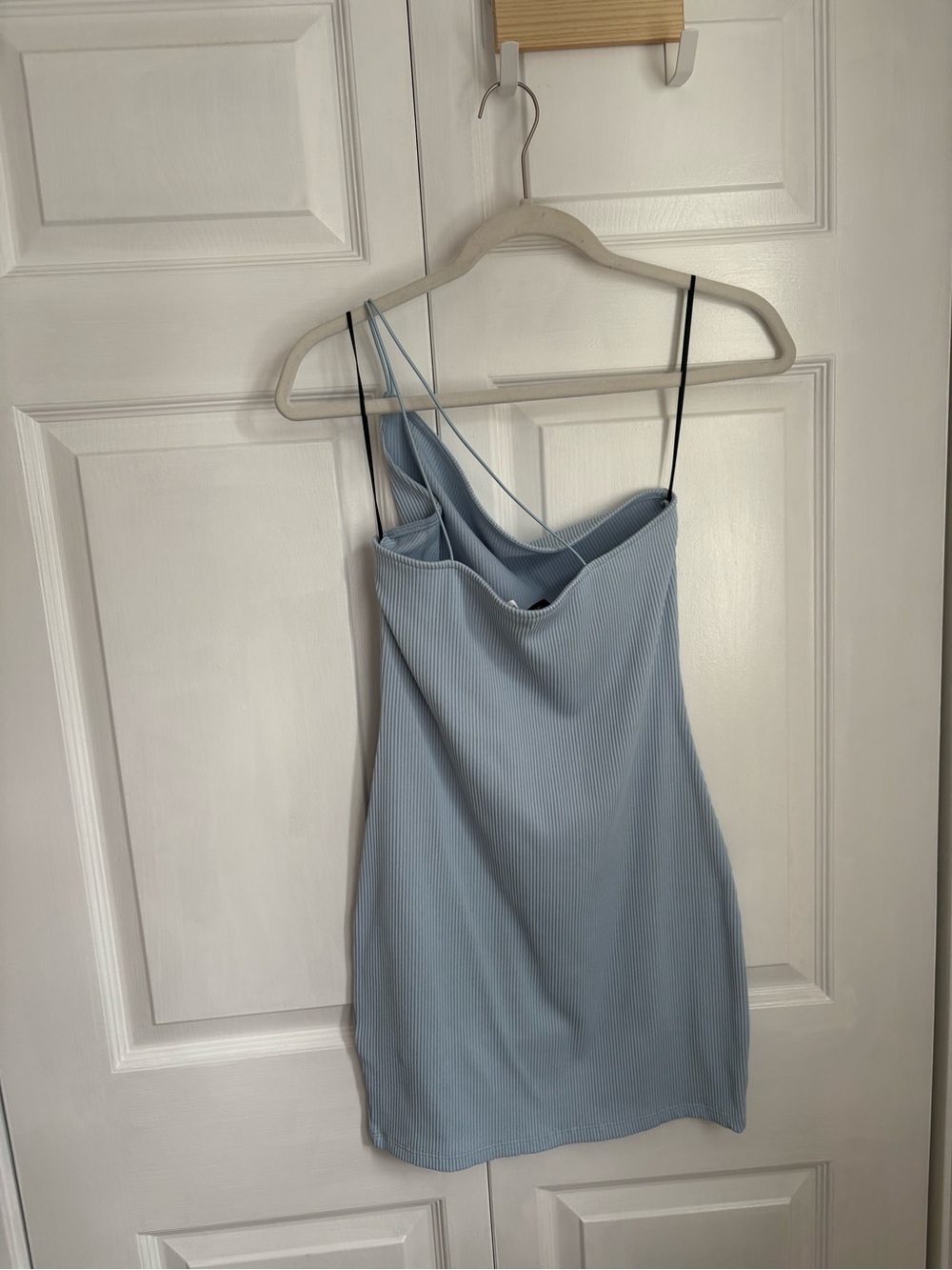 Divided Pale Blue One-Shoulder Ribbed Mini Dress - Picture 2 of 2